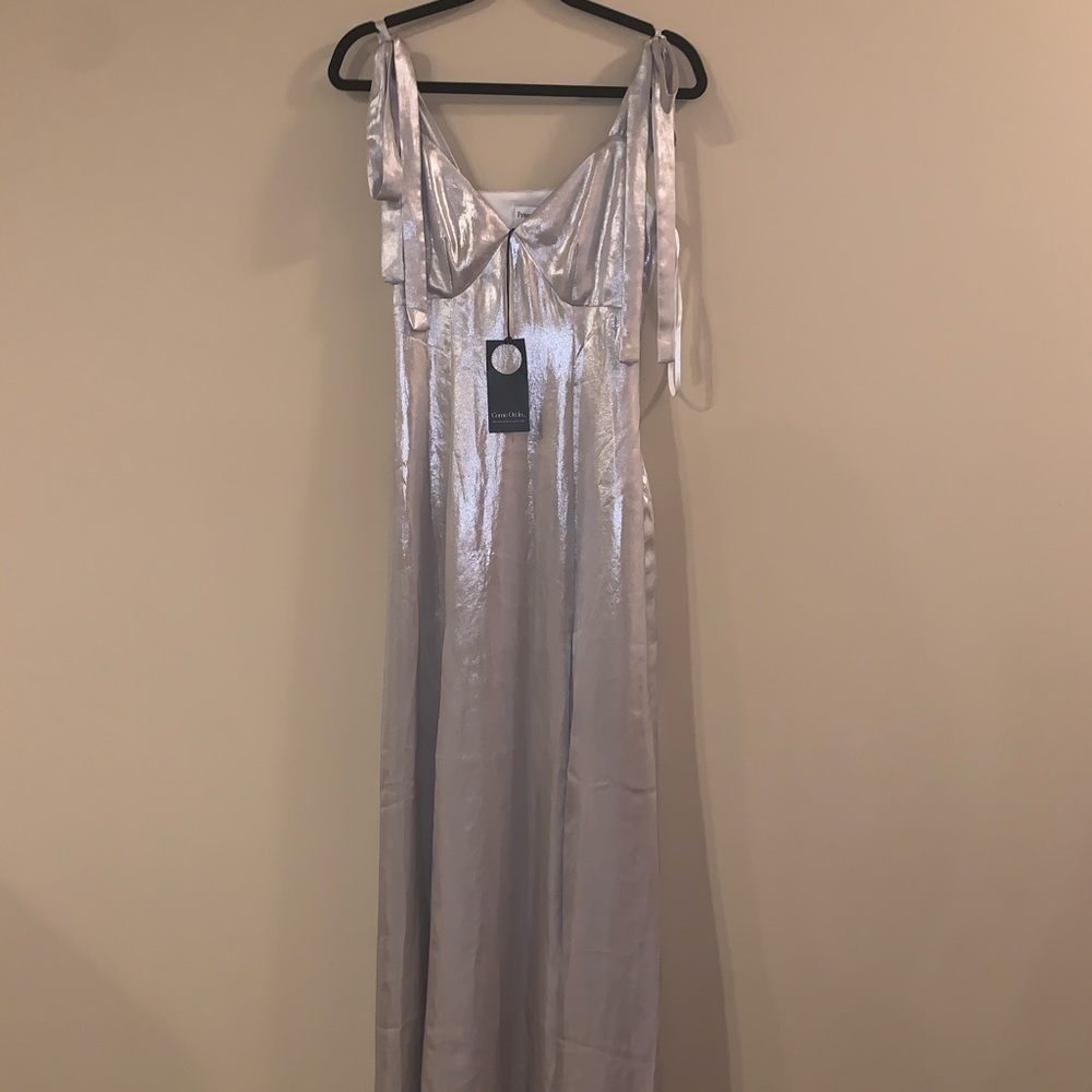 Privacy Please Maxi Dress Gold shimmer with slits